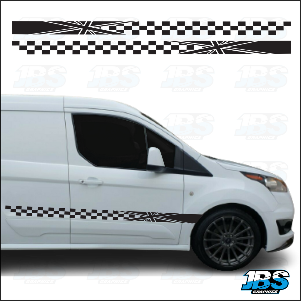 Ford Transit Connect Union Jack Chequered Graphics 10