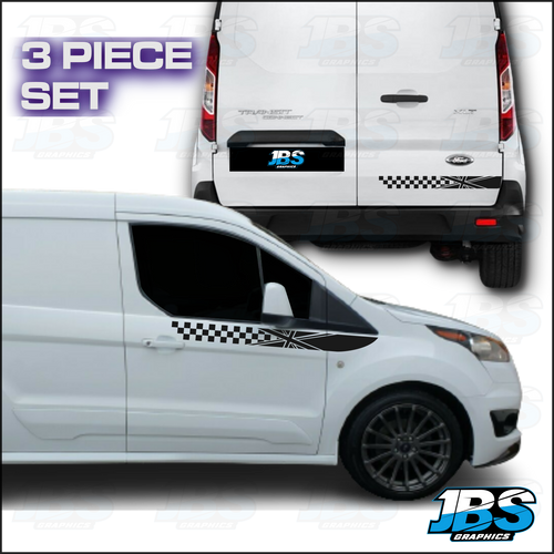 Ford Transit Connect Union Jack Chequered 3 Piece Graphics Set 20