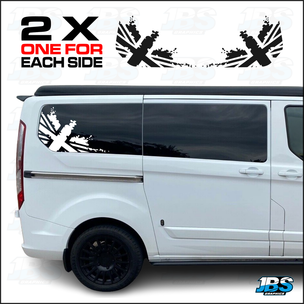 Ford Transit Custom Union Jack Rear Quarter Decals SET 20