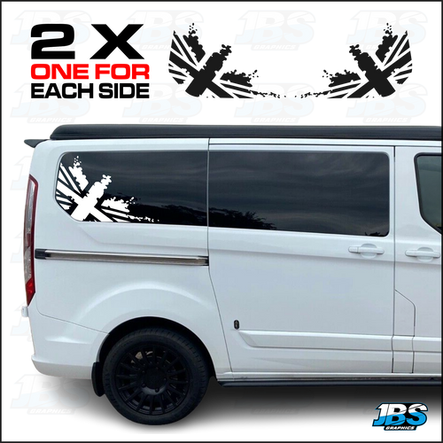 Ford Transit Custom Union Jack Rear Quarter Decals SET 20