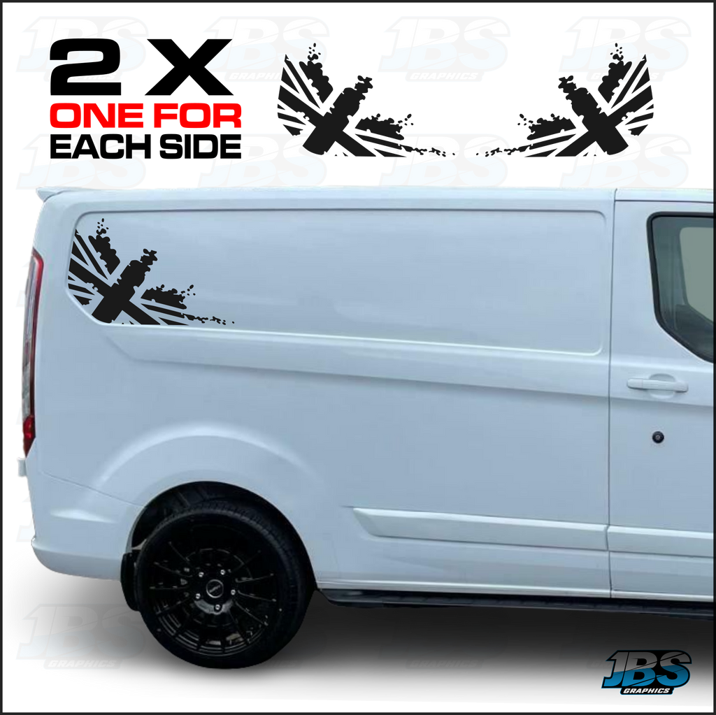 Ford Transit Custom Union Jack Rear Quarter Decals SET 20