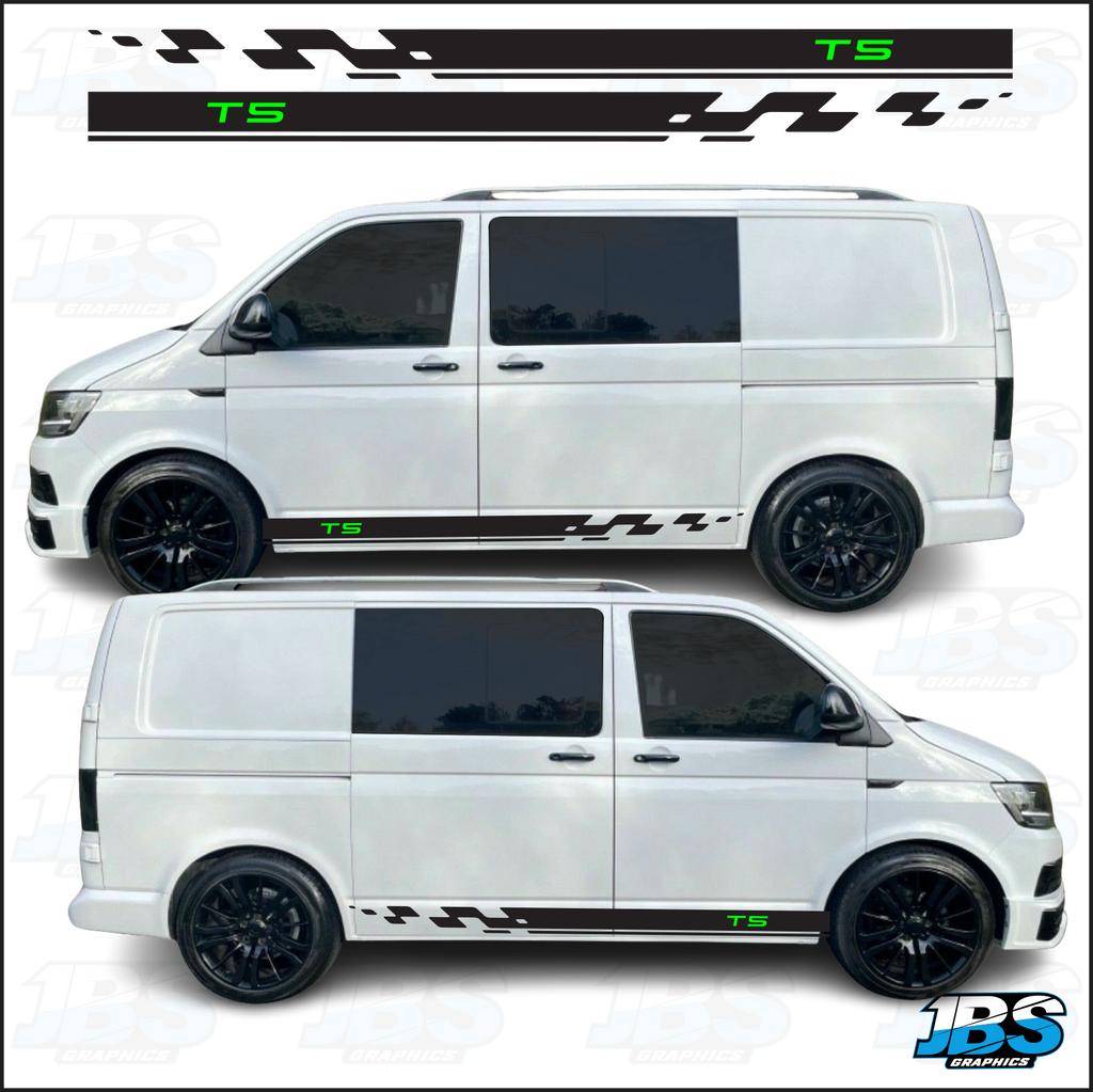 Vw Rear Window Graphics VW Volkswagen T5 or T6 Chequered Stripes Graphics SET 18 – JBS Graphics