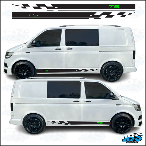 VW Volkswagen T5 or T6 Chequered Stripes Graphics SET 18
