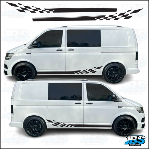 VW Volkswagen T5 or T6 Chequered Flag Stripes Graphics SET 21