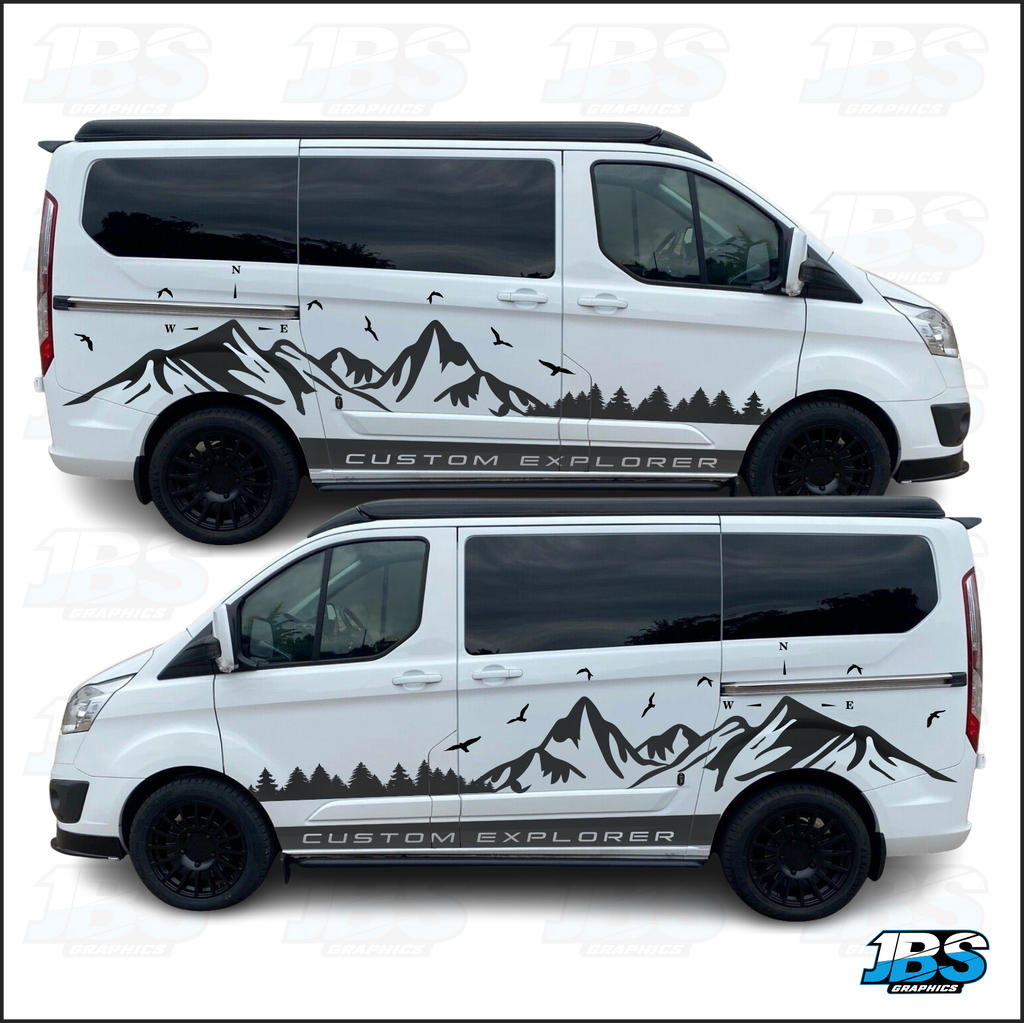 Ford Transit Custom Explorer Mountain Trees Graphics