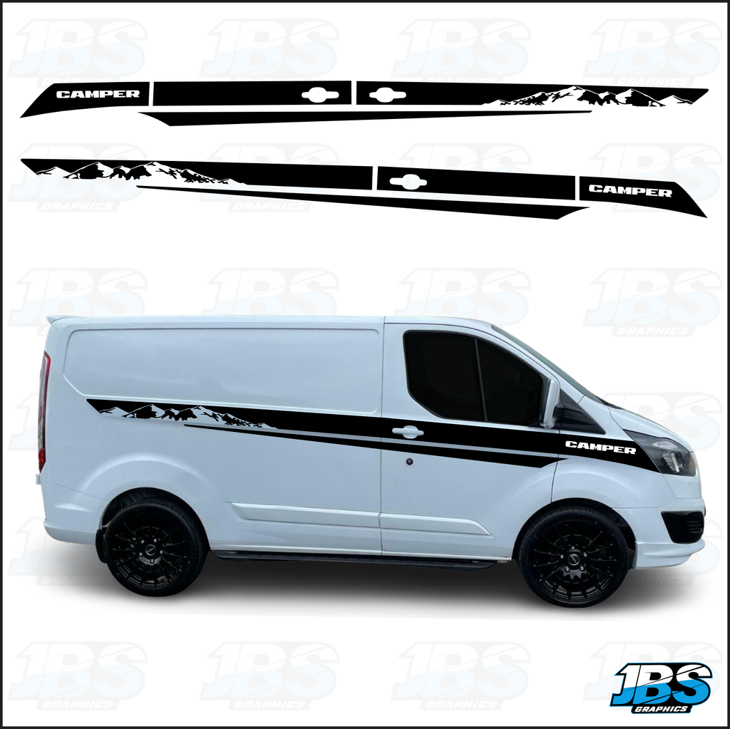 Ford Transit Custom Camper Mountains Side Graphics KIT 12 – JBS Graphics