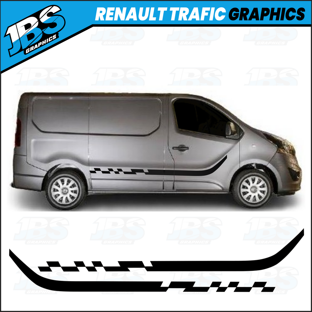 Renault Trafic Chequered Side Graphics Stripes 02