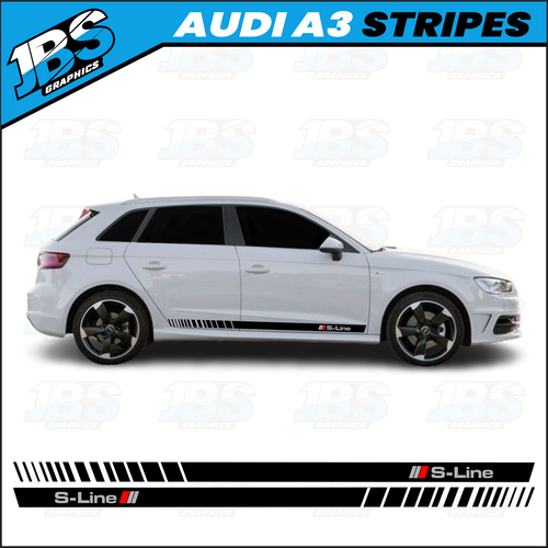 Audi A3 Sport S-Line Side Stripes Decals 01
