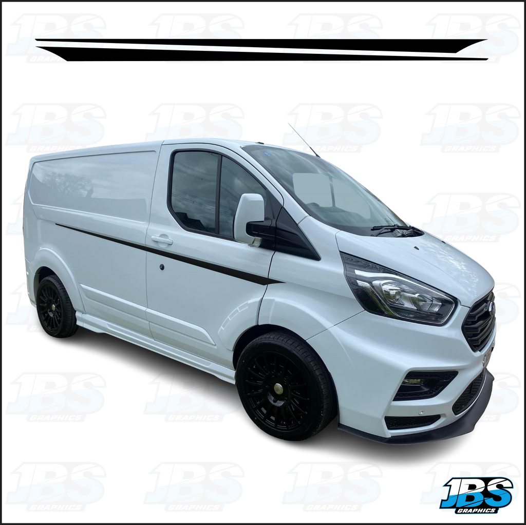 Custom Ford Transit Custom Side Stripes & Decals - LWB/SWB Camper Van Styling (Choose Color & Finish)